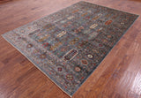 Grey Turkmen Ersari  Hand Knotted Wool Rug - 6' 7" X 9' 9" - Golden Nile