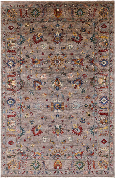Peshawar Hand Knotted Wool Rug - 6' 7" X 10' 0" - Golden Nile