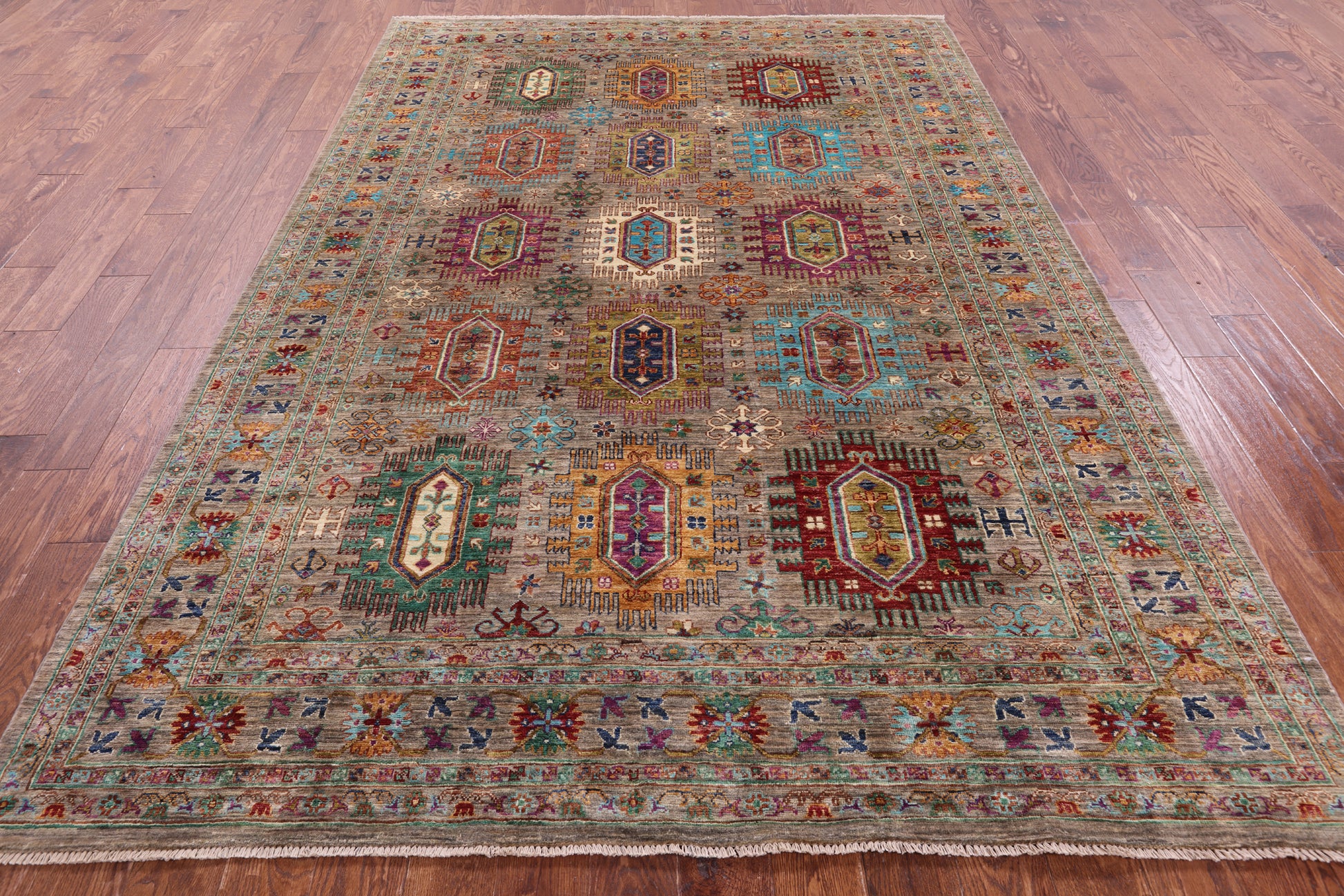 Turkmen Ersari Handmade Wool Rug - 6' 9" X 9' 10" - Golden Nile