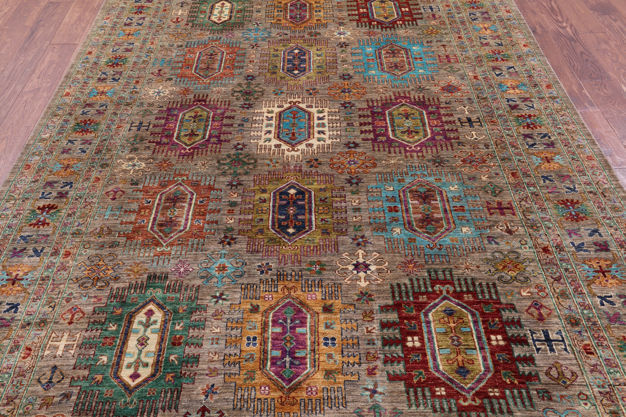 Turkmen Ersari Handmade Wool Rug - 6' 9" X 9' 10" - Golden Nile