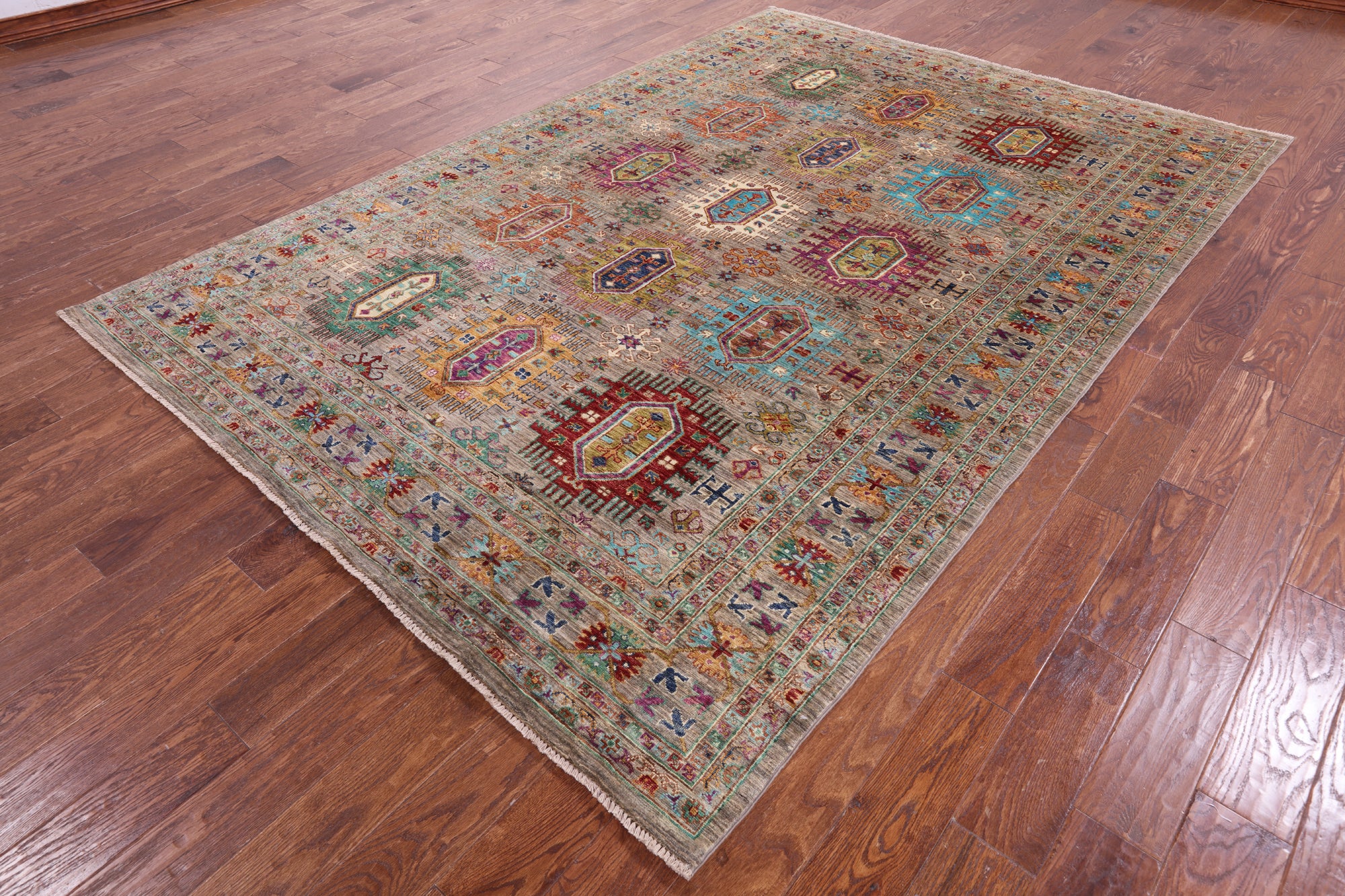 Turkmen Ersari Handmade Wool Rug - 6' 9" X 9' 10" - Golden Nile