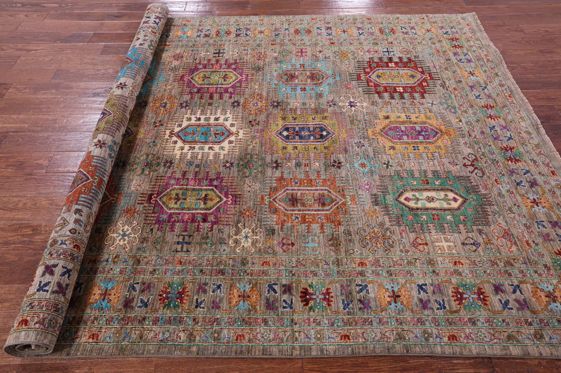Turkmen Ersari Handmade Wool Rug - 6' 9" X 9' 10" - Golden Nile