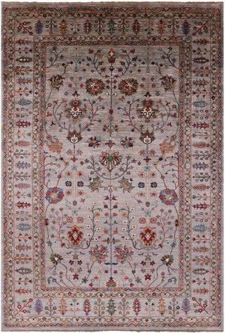 Grey Persian Tabriz Handmade Wool Rug - 6' 9