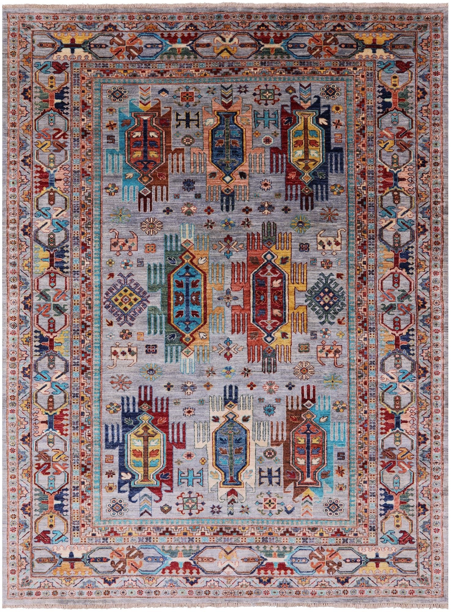 Persian Fine Serapi Hand Knotted Wool Rug - 6' 11" X 9' 3" - Golden Nile