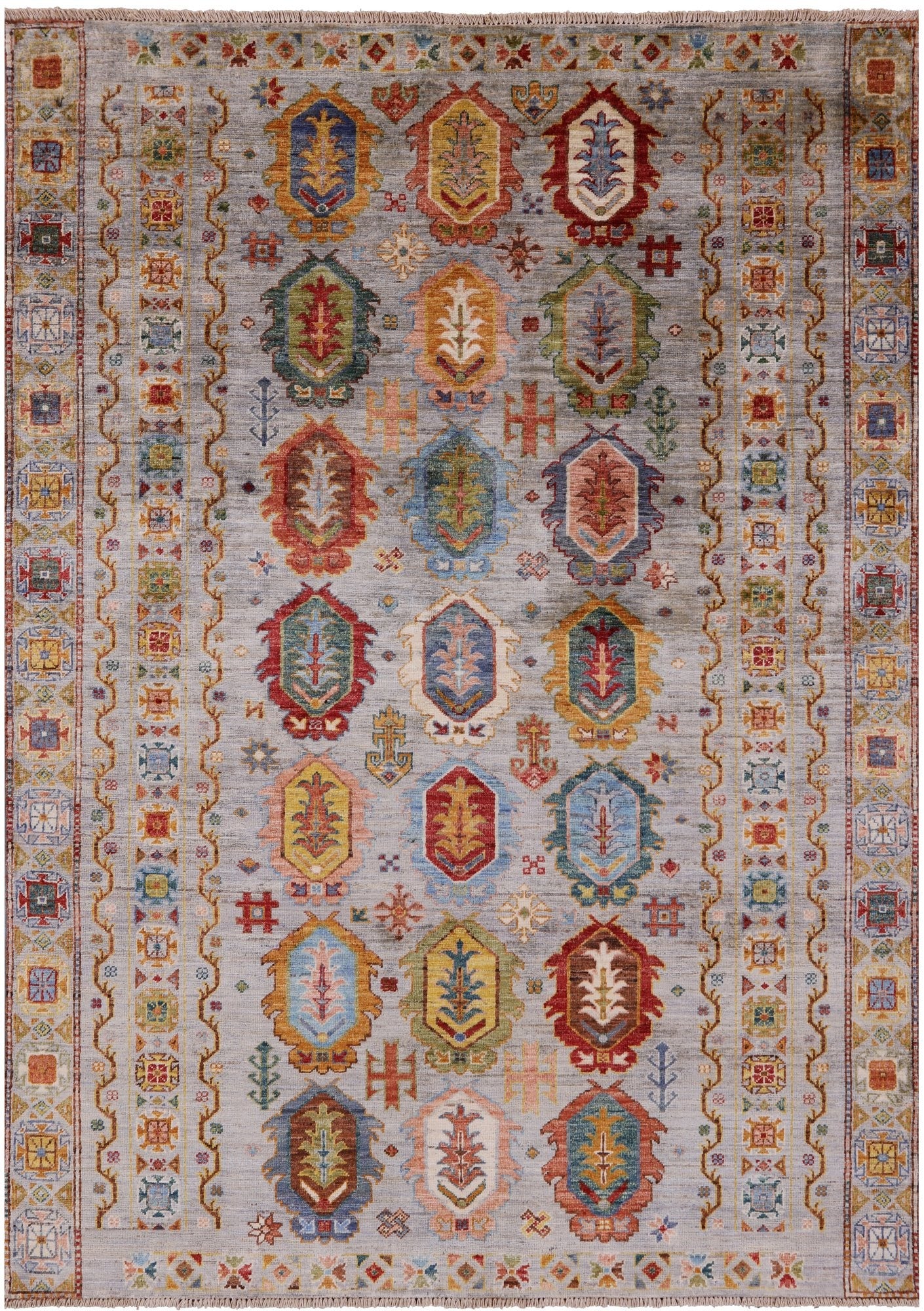 Tribal Persian Hand Knotted Wool Rug - 5' 0" X 6' 9" - Golden Nile