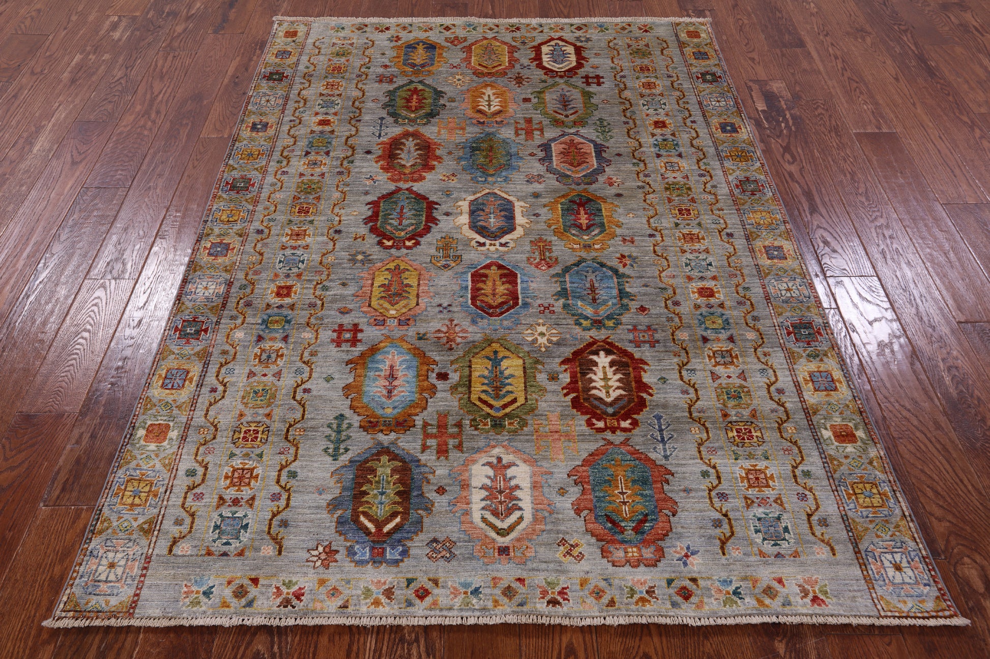 Tribal Persian Hand Knotted Wool Rug - 5' 0" X 6' 9" - Golden Nile