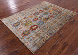 Tribal Persian Hand Knotted Wool Rug - 5' 0" X 6' 9" - Golden Nile