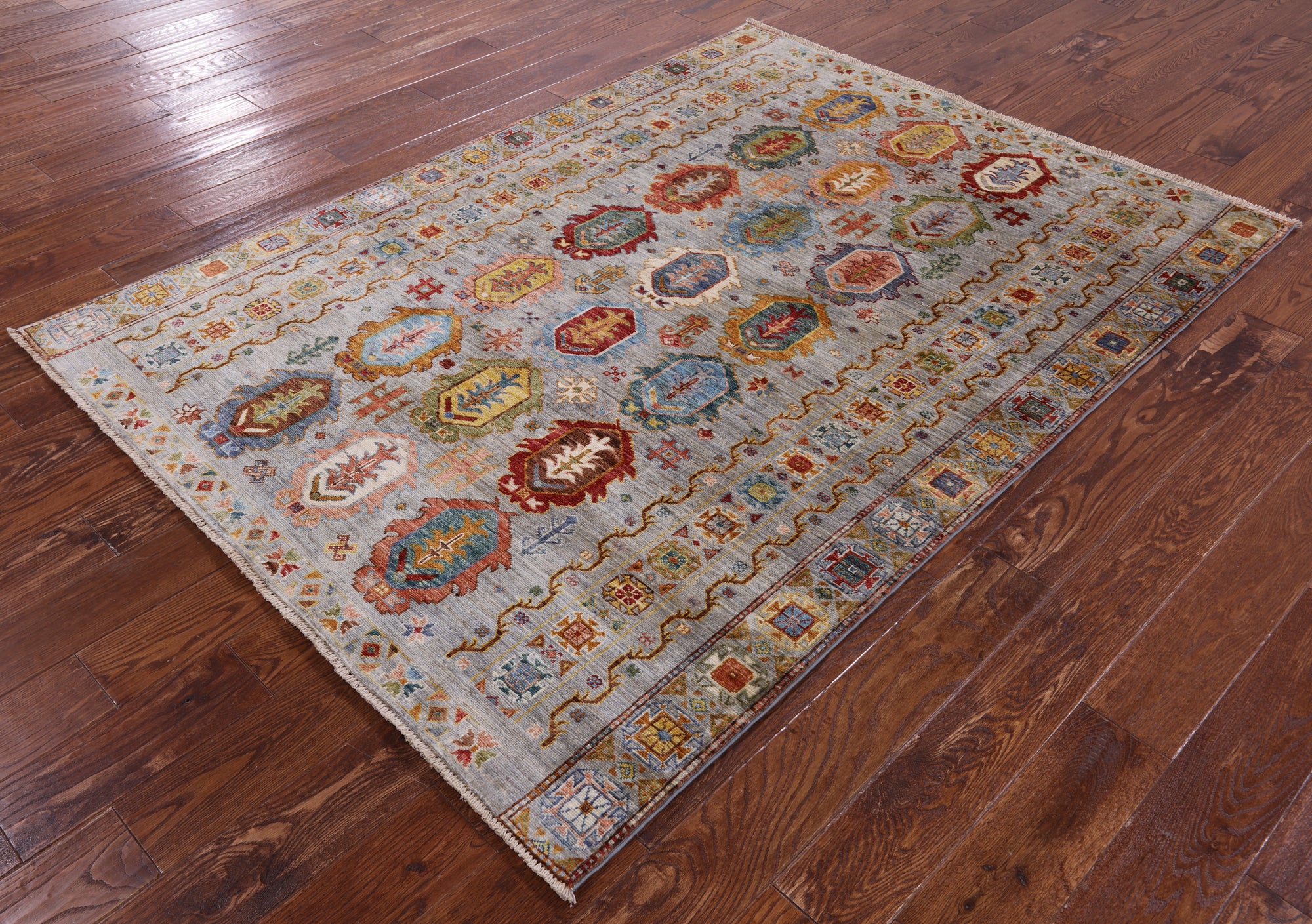 Tribal Persian Hand Knotted Wool Rug - 5' 0" X 6' 9" - Golden Nile