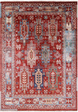 Red Persian Fine Serapi Hand Knotted Wool Rug - 5' 0" X 6' 10" - Golden Nile