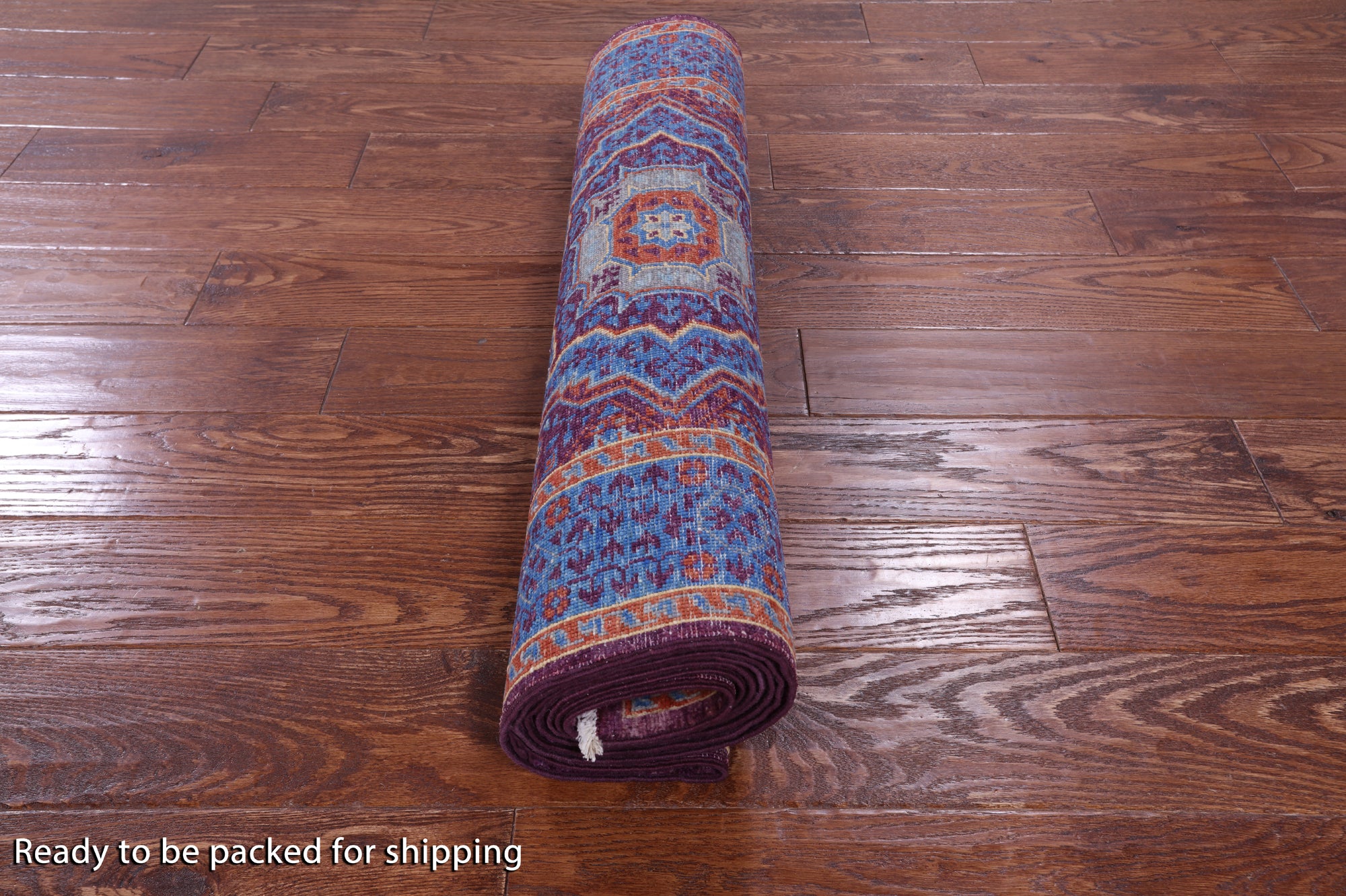 Purple Geometric Persian Mamluk Hand Knotted Wool Runner Rug - 2' 10" X 9' 7" - Golden Nile