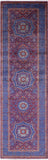 Purple Geometric Persian Mamluk Hand Knotted Wool Runner Rug - 2' 10" X 9' 7" - Golden Nile