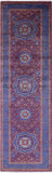 Purple Geometric Persian Mamluk Hand Knotted Wool Runner Rug - 2' 10" X 9' 7" - Golden Nile