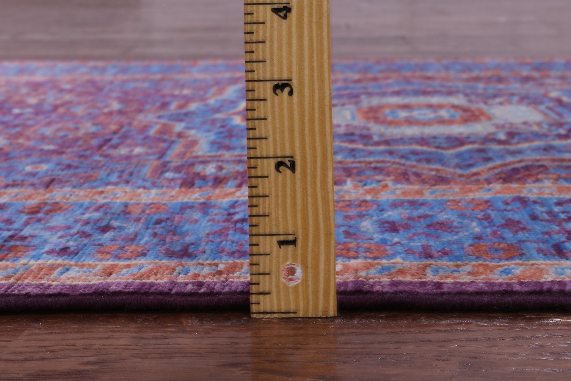 Purple Geometric Persian Mamluk Hand Knotted Wool Runner Rug - 2' 10" X 9' 7" - Golden Nile