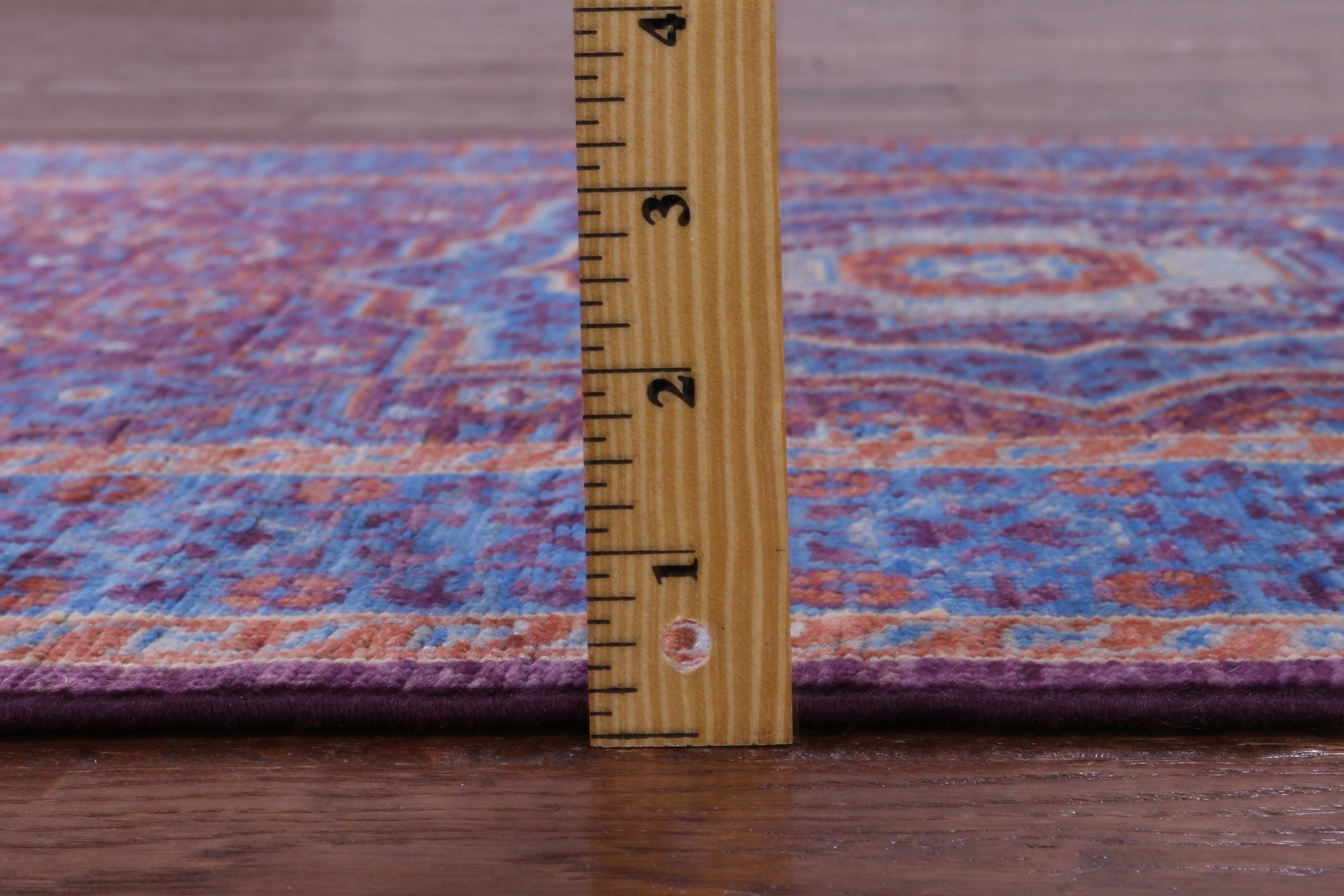 Purple Geometric Persian Mamluk Hand Knotted Wool Runner Rug - 2' 10" X 9' 7" - Golden Nile