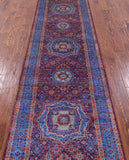 Purple Geometric Persian Mamluk Hand Knotted Wool Runner Rug - 2' 9" X 9' 7" - Golden Nile