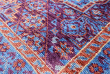 Purple Geometric Persian Mamluk Hand Knotted Wool Runner Rug - 2' 9" X 9' 7" - Golden Nile