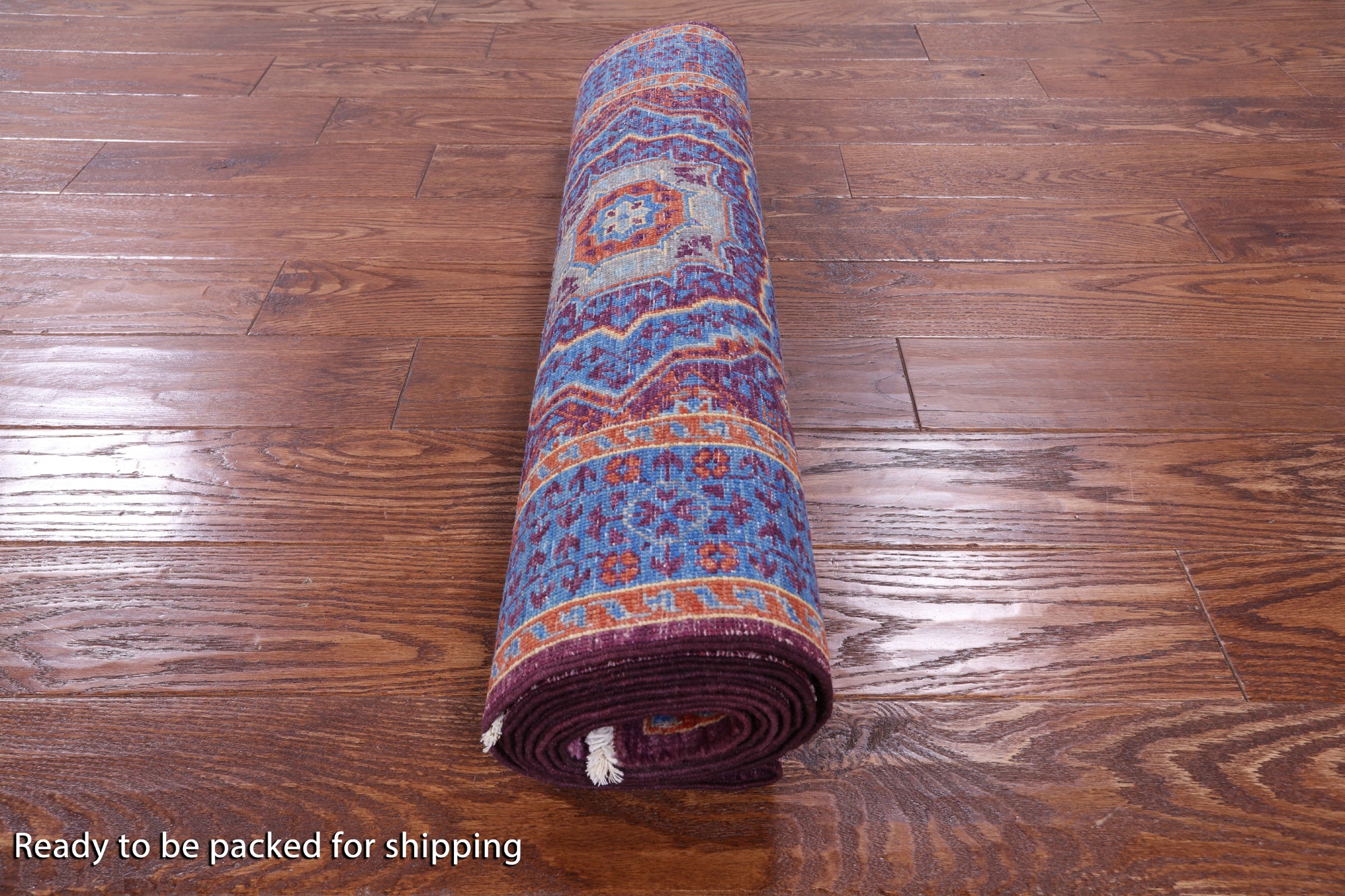 Purple Geometric Persian Mamluk Hand Knotted Wool Runner Rug - 2' 9" X 9' 7" - Golden Nile