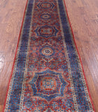 Red Geometric Persian Mamluk Hand Knotted Wool Runner Rug - 2' 8" X 9' 10" - Golden Nile