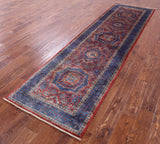 Red Geometric Persian Mamluk Hand Knotted Wool Runner Rug - 2' 8" X 9' 10" - Golden Nile