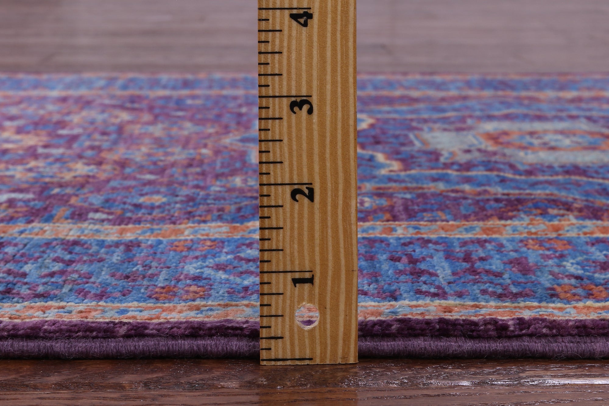 Purple Geometric Persian Mamluk Hand Knotted Wool Runner Rug - 2' 8" X 9' 11" - Golden Nile