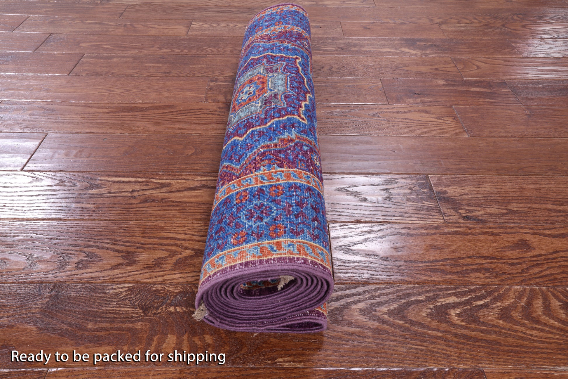 Purple Geometric Persian Mamluk Hand Knotted Wool Runner Rug - 2' 8" X 9' 11" - Golden Nile