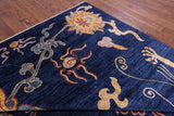 Blue Dragon And Phoenix Design Hand Knotted Wool Rug - 8' 10" X 11' 7" - Golden Nile