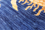 Blue Dragon And Phoenix Design Hand Knotted Wool Rug - 8' 10" X 11' 7" - Golden Nile