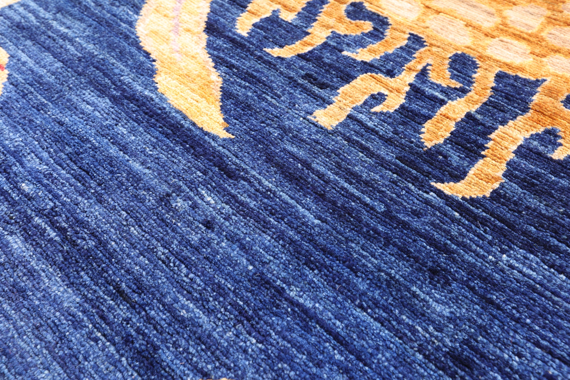 Blue Dragon And Phoenix Design Hand Knotted Wool Rug - 8' 10" X 11' 7" - Golden Nile
