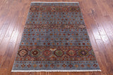 Grey Khorjin Persian Gabbeh Hand Knotted Wool Rug - 4' 1" X 5' 10" - Golden Nile