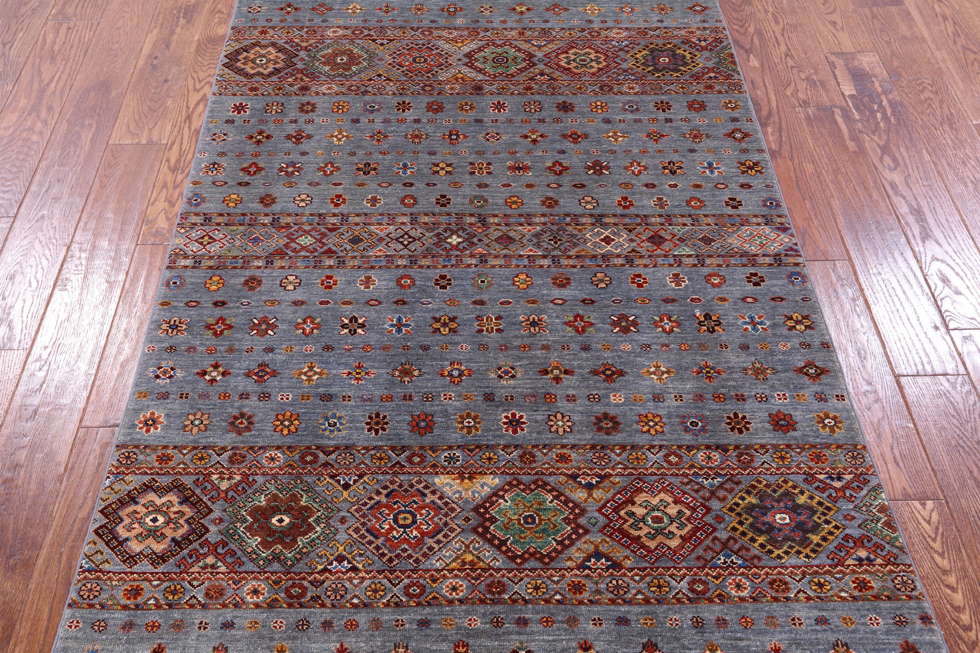 Grey Khorjin Persian Gabbeh Hand Knotted Wool Rug - 4' 1" X 5' 10" - Golden Nile