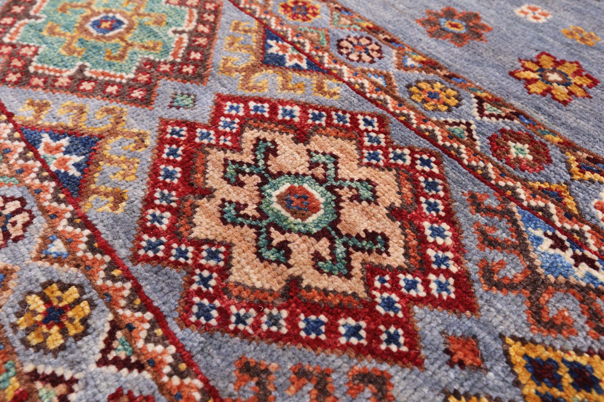 Grey Khorjin Persian Gabbeh Hand Knotted Wool Rug - 4' 1" X 5' 10" - Golden Nile