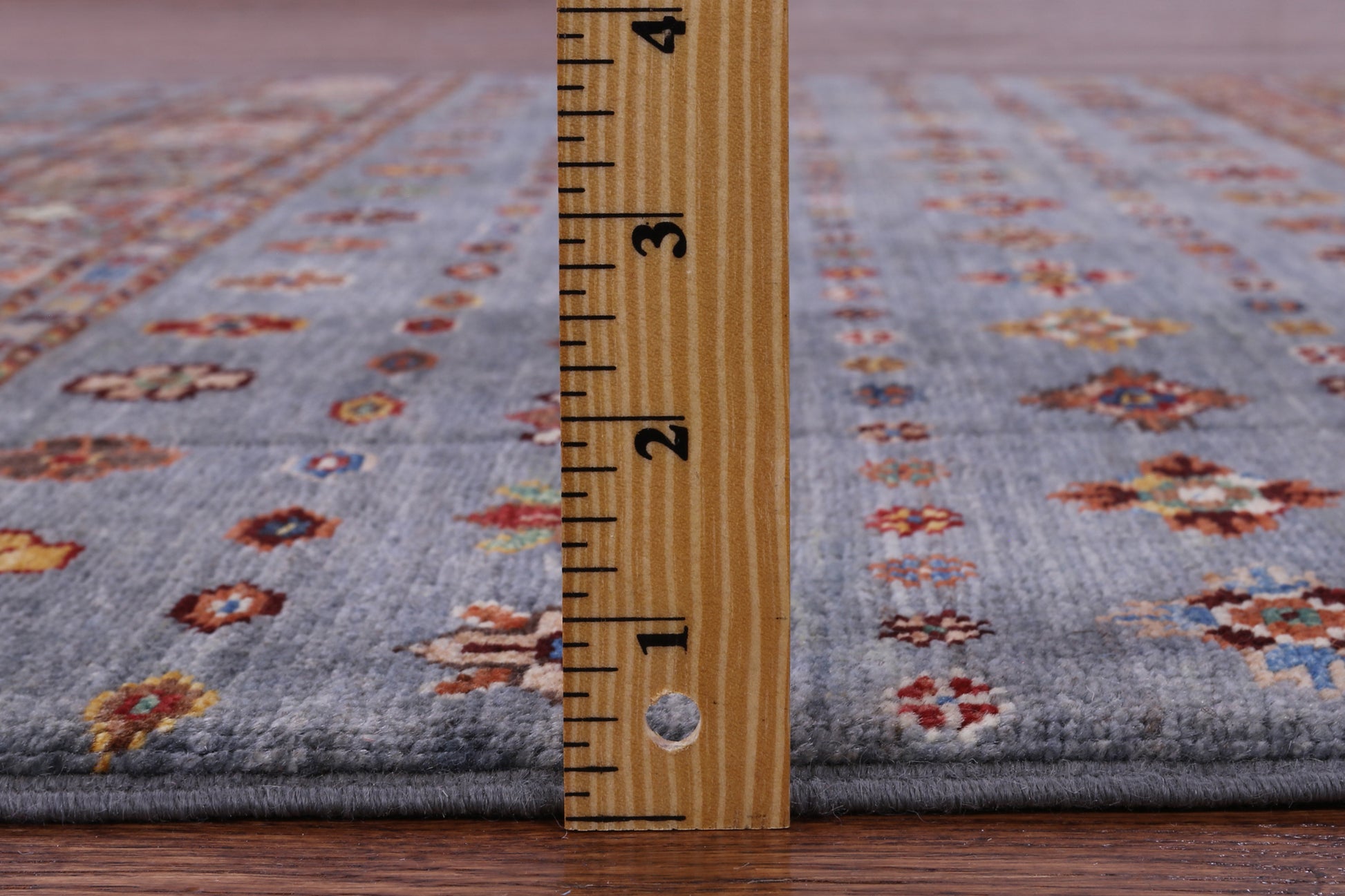 Grey Khorjin Persian Gabbeh Hand Knotted Wool Rug - 4' 1" X 5' 10" - Golden Nile