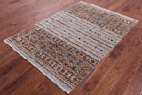 Khorjin Persian Gabbeh Hand Knotted Wool Rug - 4' 2" X 5' 11" - Golden Nile