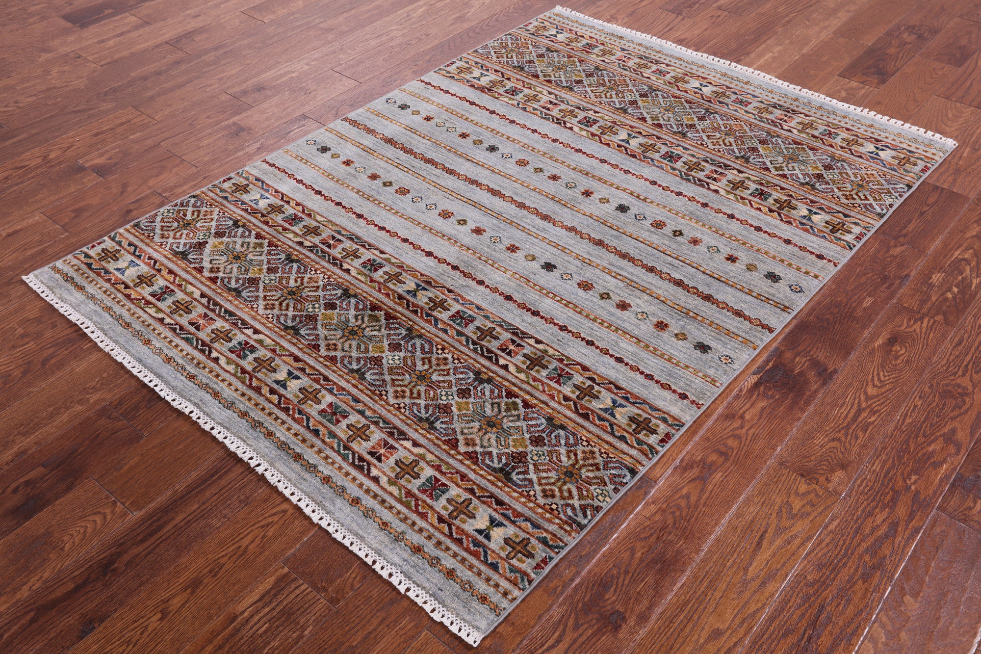 Khorjin Persian Gabbeh Hand Knotted Wool Rug - 4' 2" X 5' 11" - Golden Nile