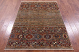 Khorjin Persian Gabbeh Handmade Wool Rug - 4' 2" X 5' 10" - Golden Nile