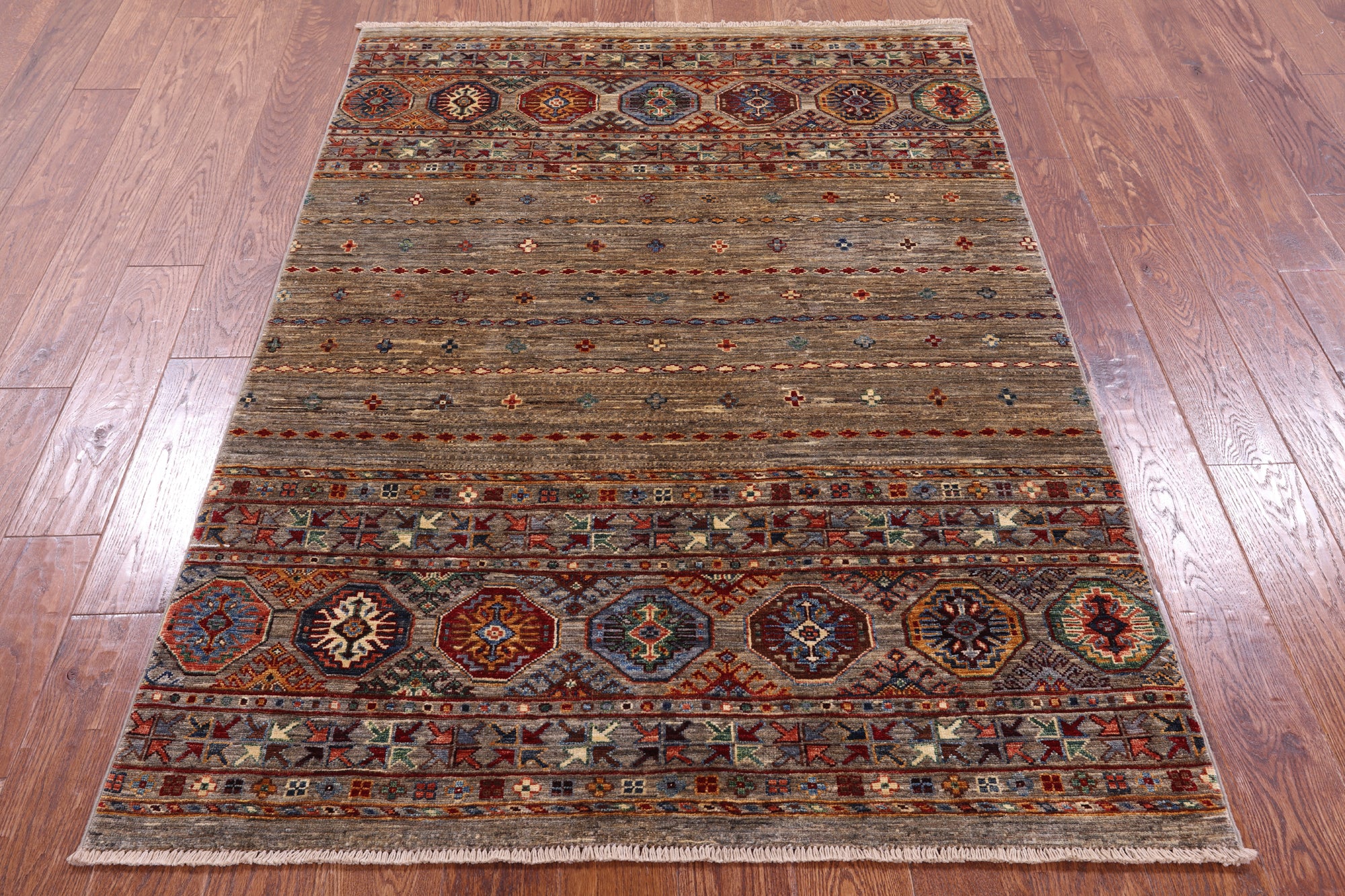 Khorjin Persian Gabbeh Handmade Wool Rug - 4' 2" X 5' 10" - Golden Nile