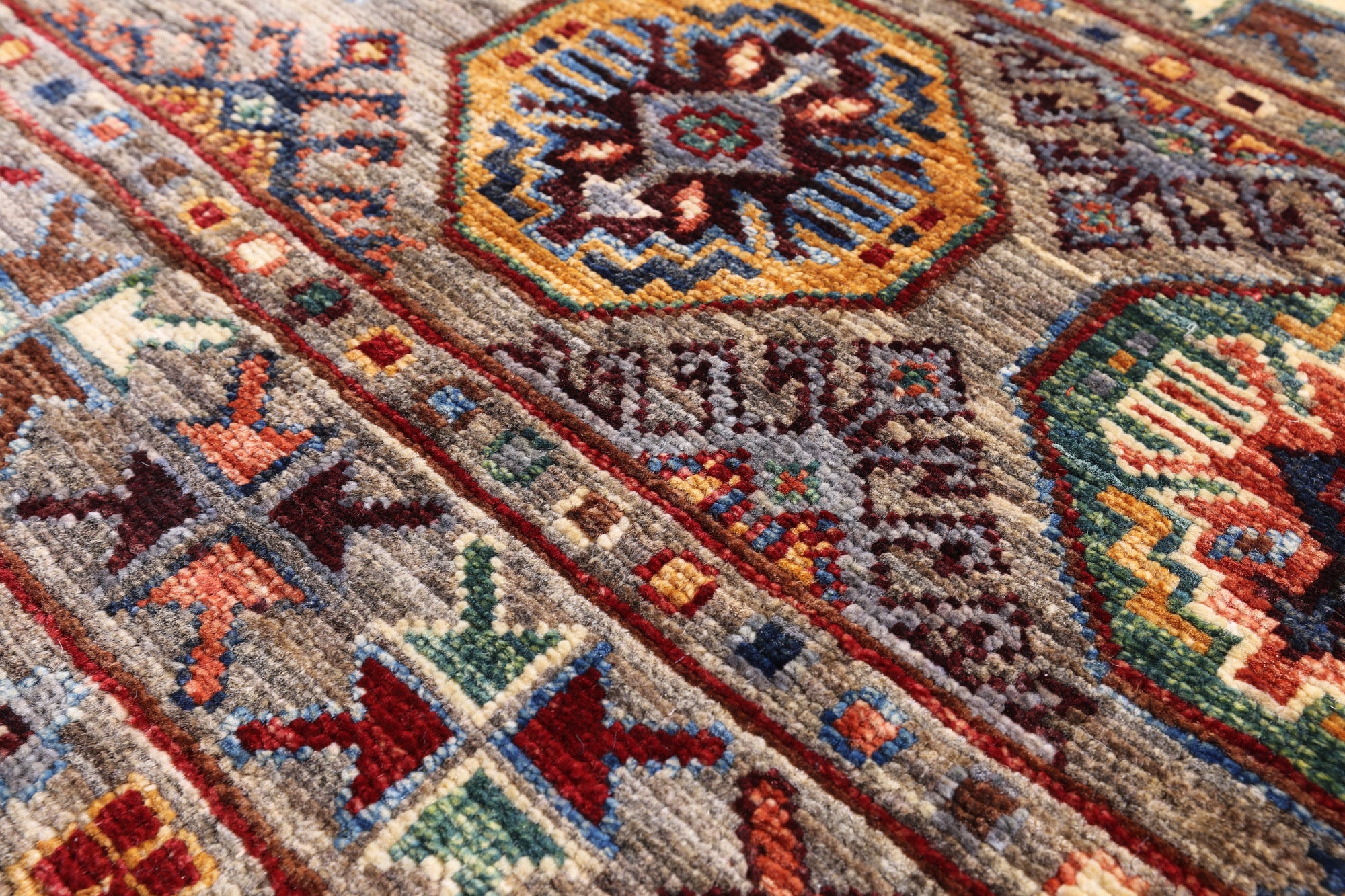 Khorjin Persian Gabbeh Handmade Wool Rug - 4' 2" X 5' 10" - Golden Nile