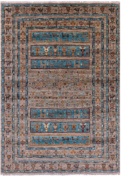 Tribal Persian Gabbeh Hand Knotted Wool Rug - 5' 8" X 8' 3" - Golden Nile