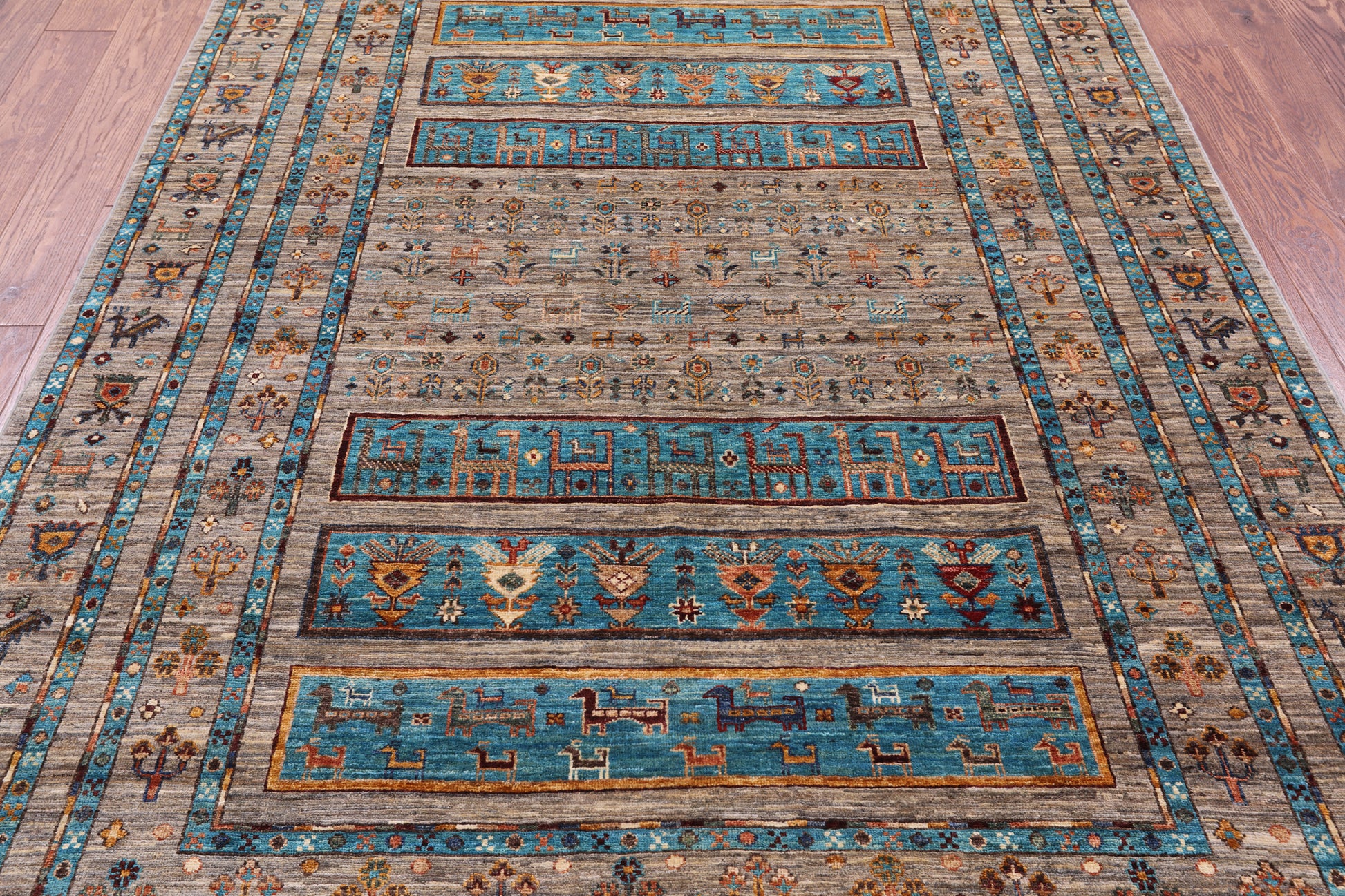 Tribal Persian Gabbeh Hand Knotted Wool Rug - 5' 8" X 8' 3" - Golden Nile