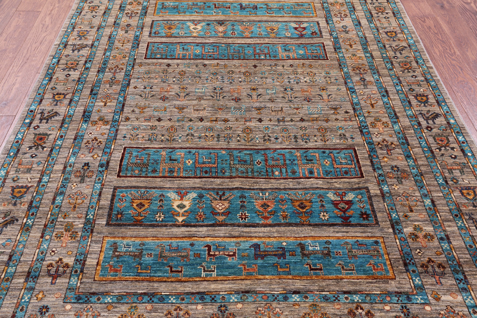 Tribal Persian Gabbeh Hand Knotted Wool Rug - 5' 8" X 8' 3" - Golden Nile