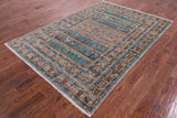 Tribal Persian Gabbeh Hand Knotted Wool Rug - 5' 8" X 8' 3" - Golden Nile