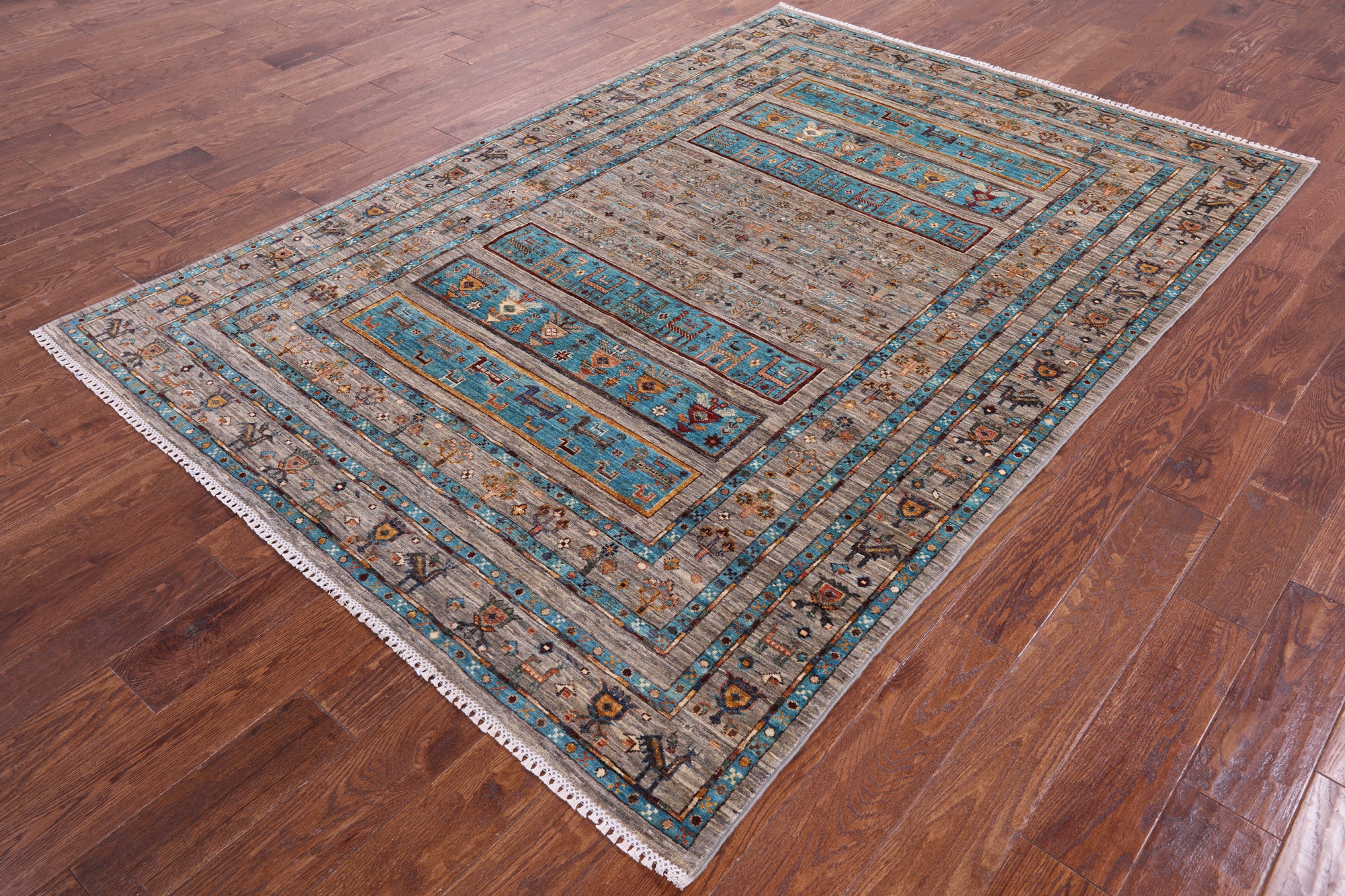 Tribal Persian Gabbeh Hand Knotted Wool Rug - 5' 8" X 8' 3" - Golden Nile