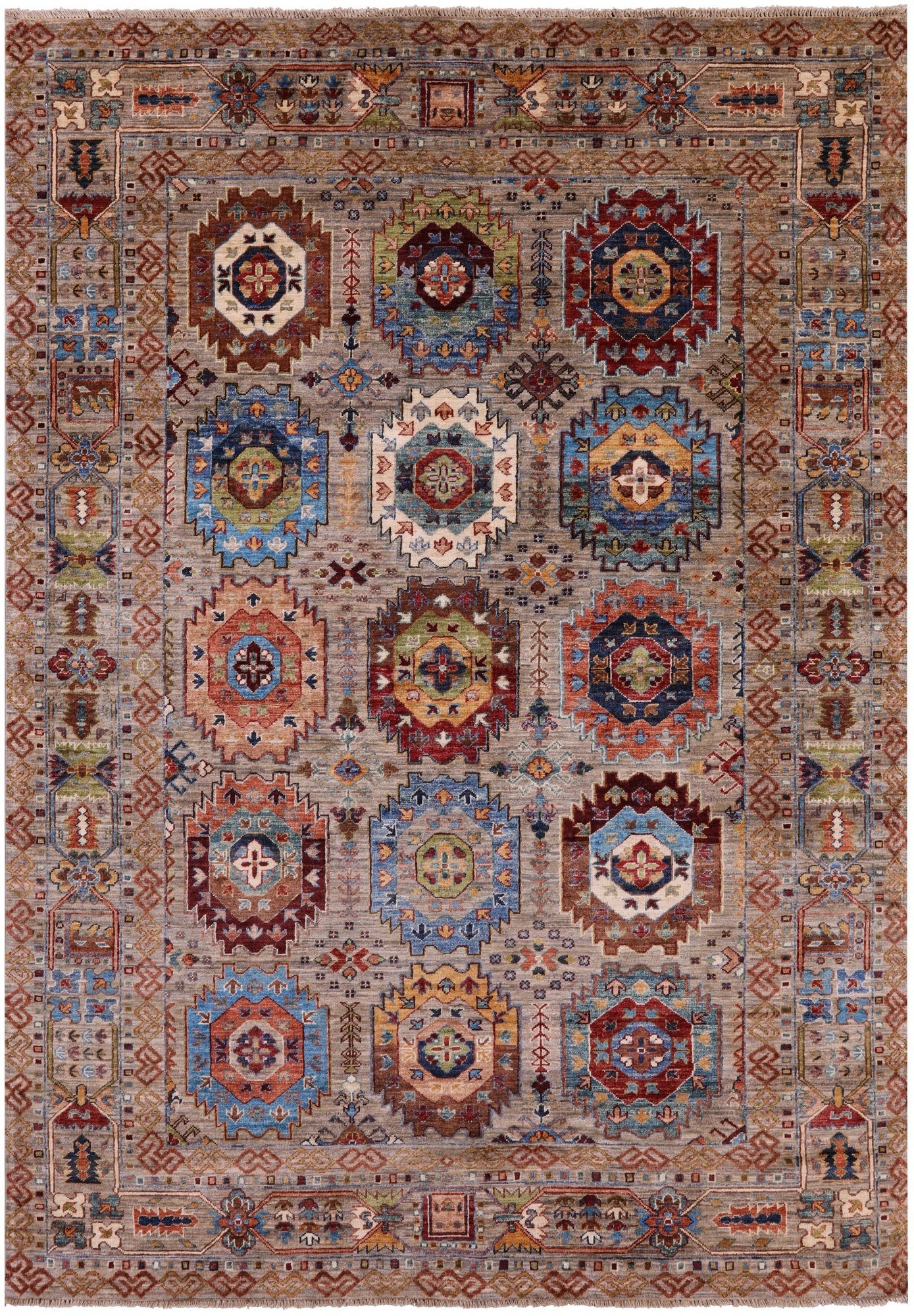 Turkmen Ersari Hand Knotted Wool Rug - 5' 7" X 7' 11" - Golden Nile