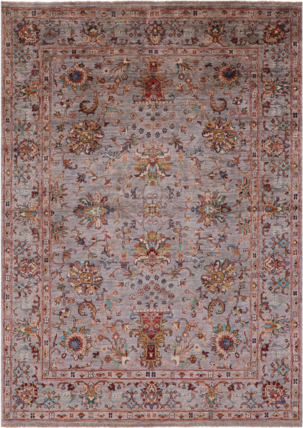 Peshawar Hand Knotted Wool Rug - 5' 0" X 6' 8" - Golden Nile