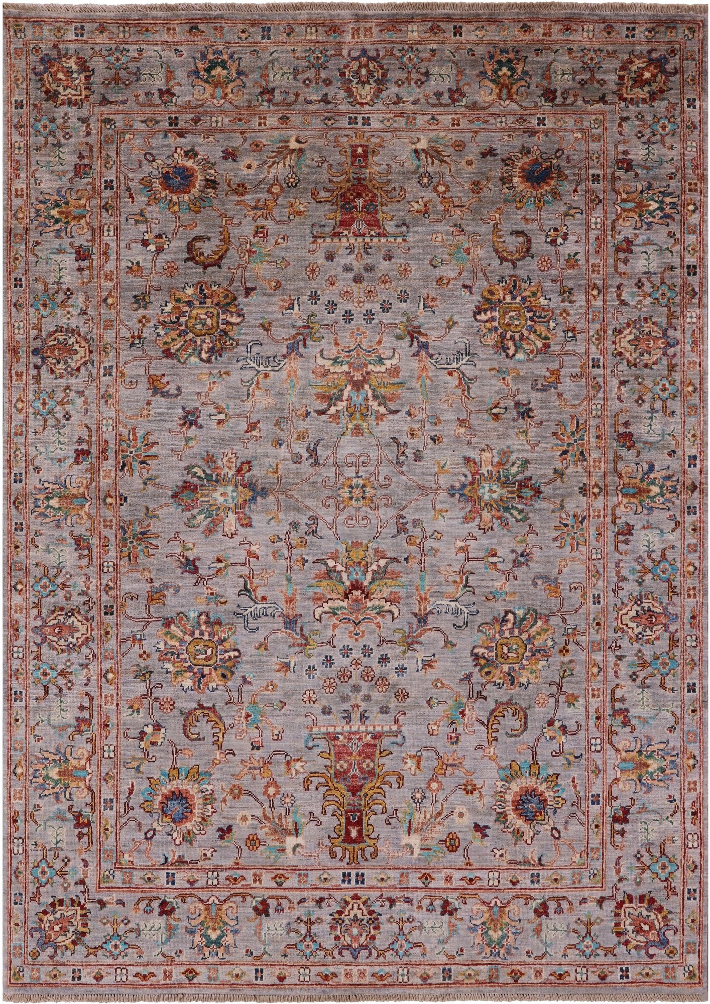 Peshawar Hand Knotted Wool Rug - 5' 0" X 6' 8" - Golden Nile
