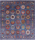 Blue Turkmen Ersari Handmade Wool Rug - 8' 6" X 10' 0" - Golden Nile