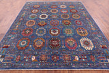 Blue Turkmen Ersari Handmade Wool Rug - 8' 6" X 10' 0" - Golden Nile