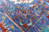 Blue Turkmen Ersari Handmade Wool Rug - 8' 6" X 10' 0" - Golden Nile