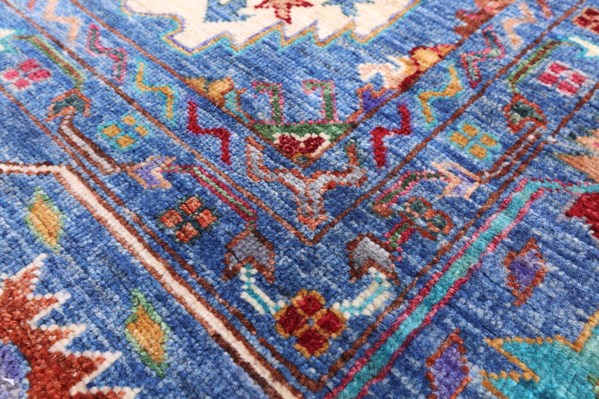 Blue Turkmen Ersari Handmade Wool Rug - 8' 6" X 10' 0" - Golden Nile