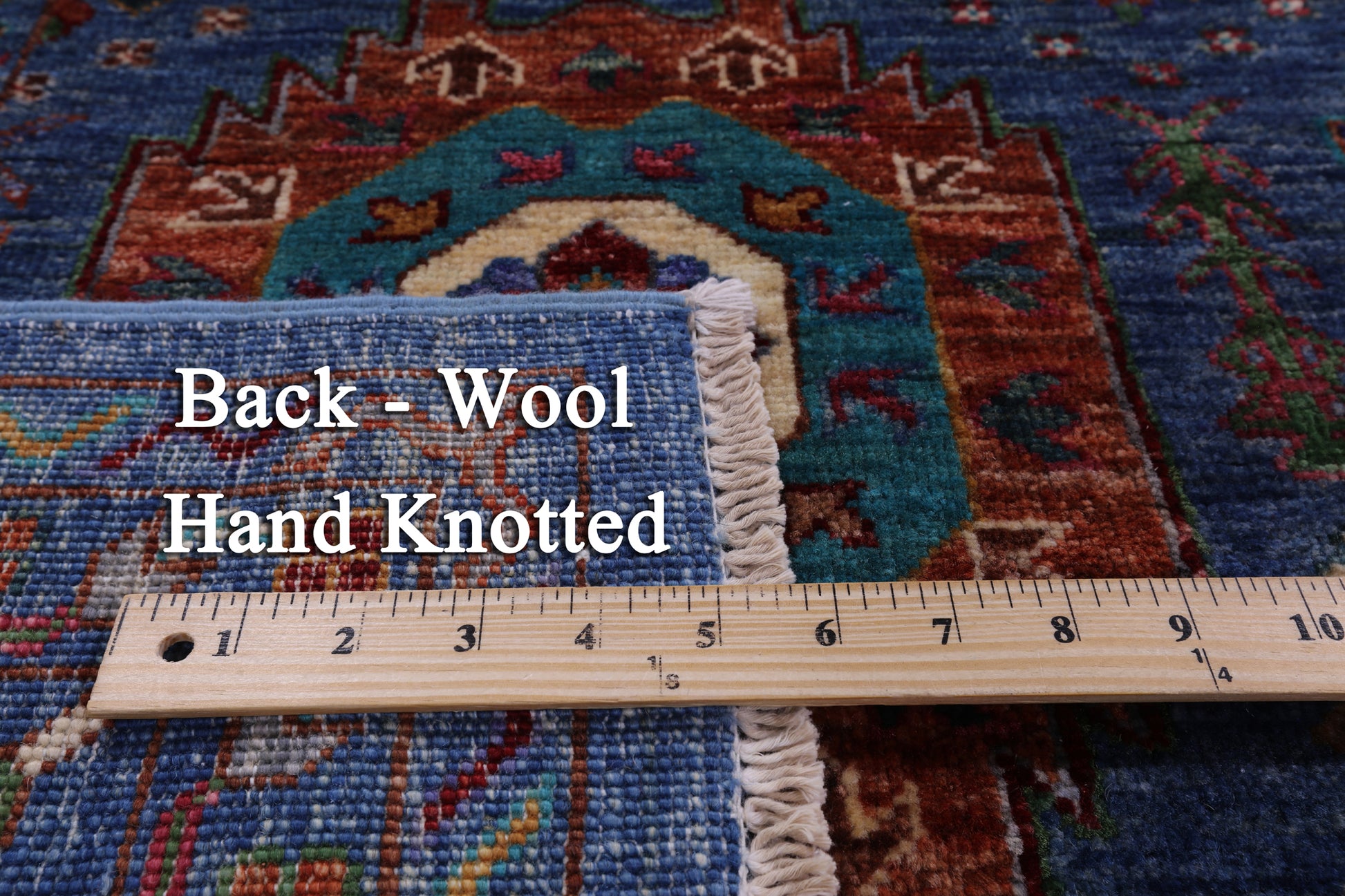 Blue Turkmen Ersari Handmade Wool Rug - 8' 6" X 10' 0" - Golden Nile